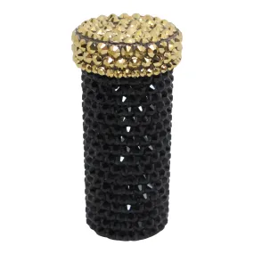 Crystal Pill Bottle in Black   Gold