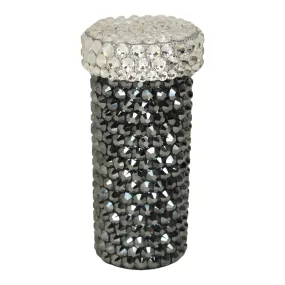 Crystal Pill Bottle in Hematite   Silver