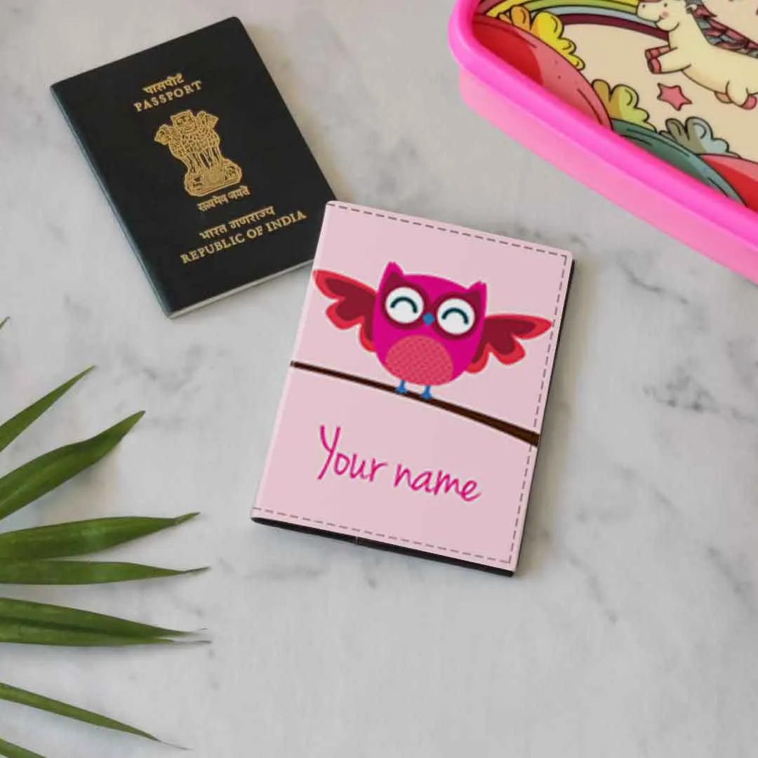 Customized Passport Cover Luggage Tag Set - Pink Owl