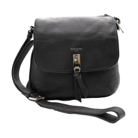 David Jones Flap Shoulder Bags Leather Black Colour For Women