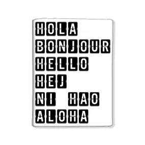 Designer Passport Cover - Hola Bonjour White