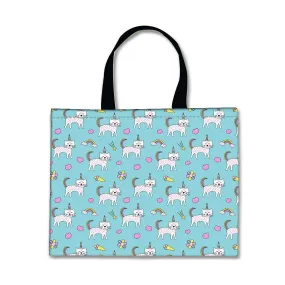 Designer Tote Bag With Zip Beach Gym Travel Bags -  Cute Cat