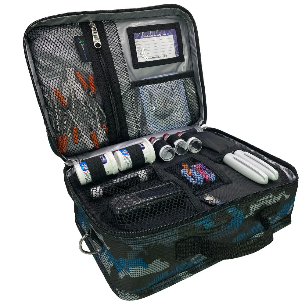 Diabetes Insulated Travel Bag- Blue Digital Camo