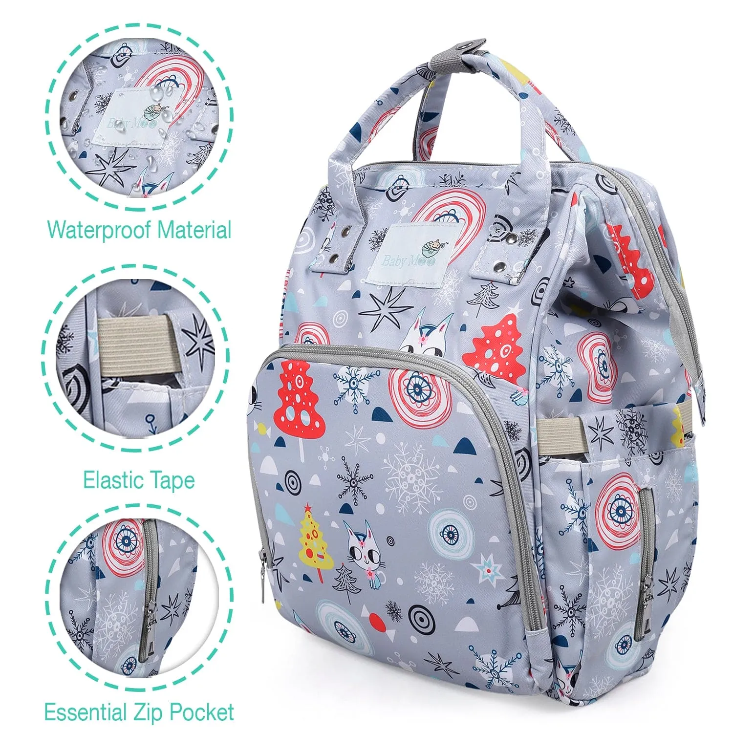 Diaper Bag 
Maternity Backpack Winter Wonderland Grey