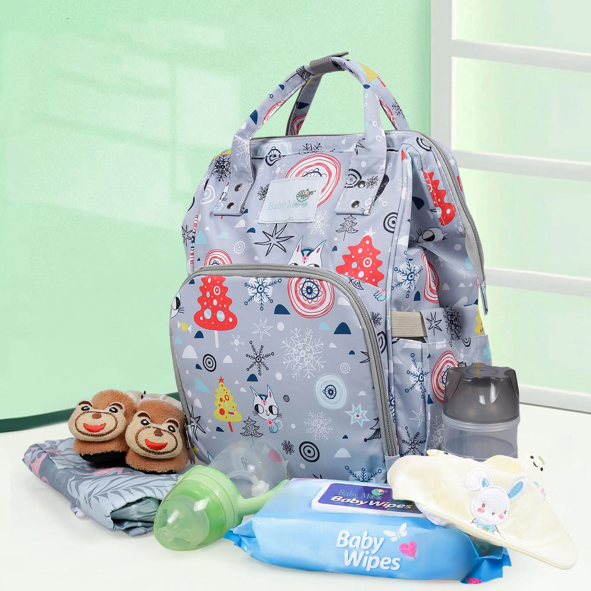 Diaper Bag 
Maternity Backpack Winter Wonderland Grey