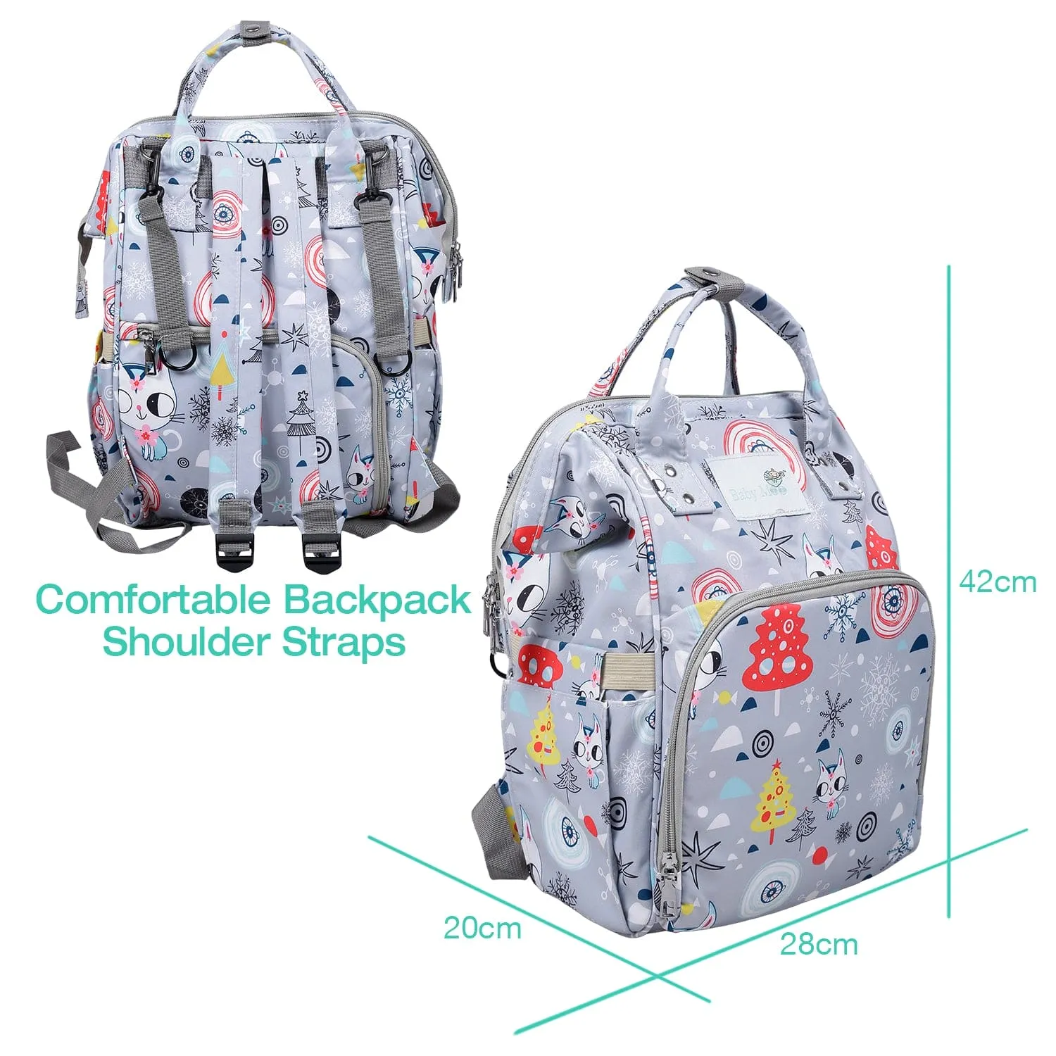 Diaper Bag 
Maternity Backpack Winter Wonderland Grey