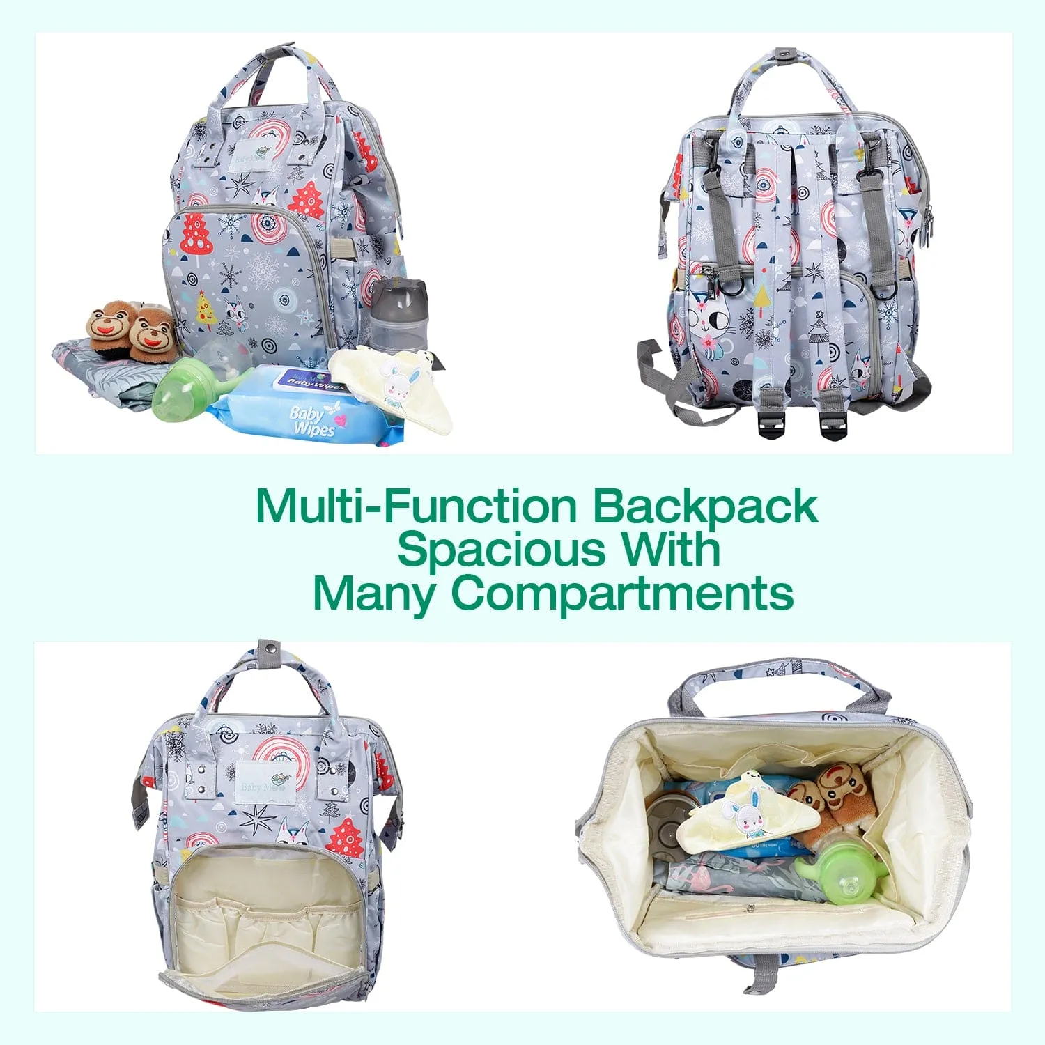 Diaper Bag 
Maternity Backpack Winter Wonderland Grey