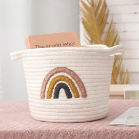 Earthy Rainbow Cotton Rope Storage Basket