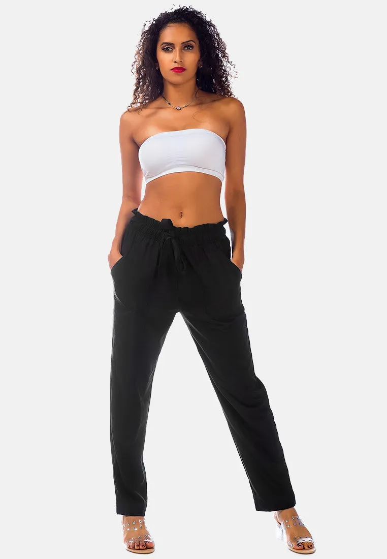 Elastic Waistband Straight Casual Pants