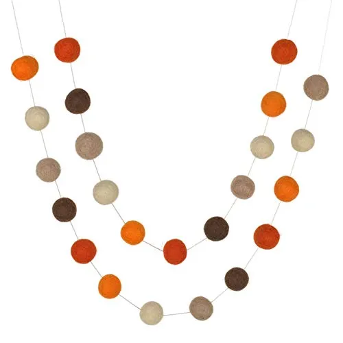 Fall Felt Ball Garland- Brown & Orange