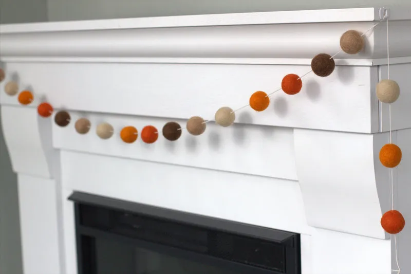 Fall Felt Ball Garland- Brown & Orange