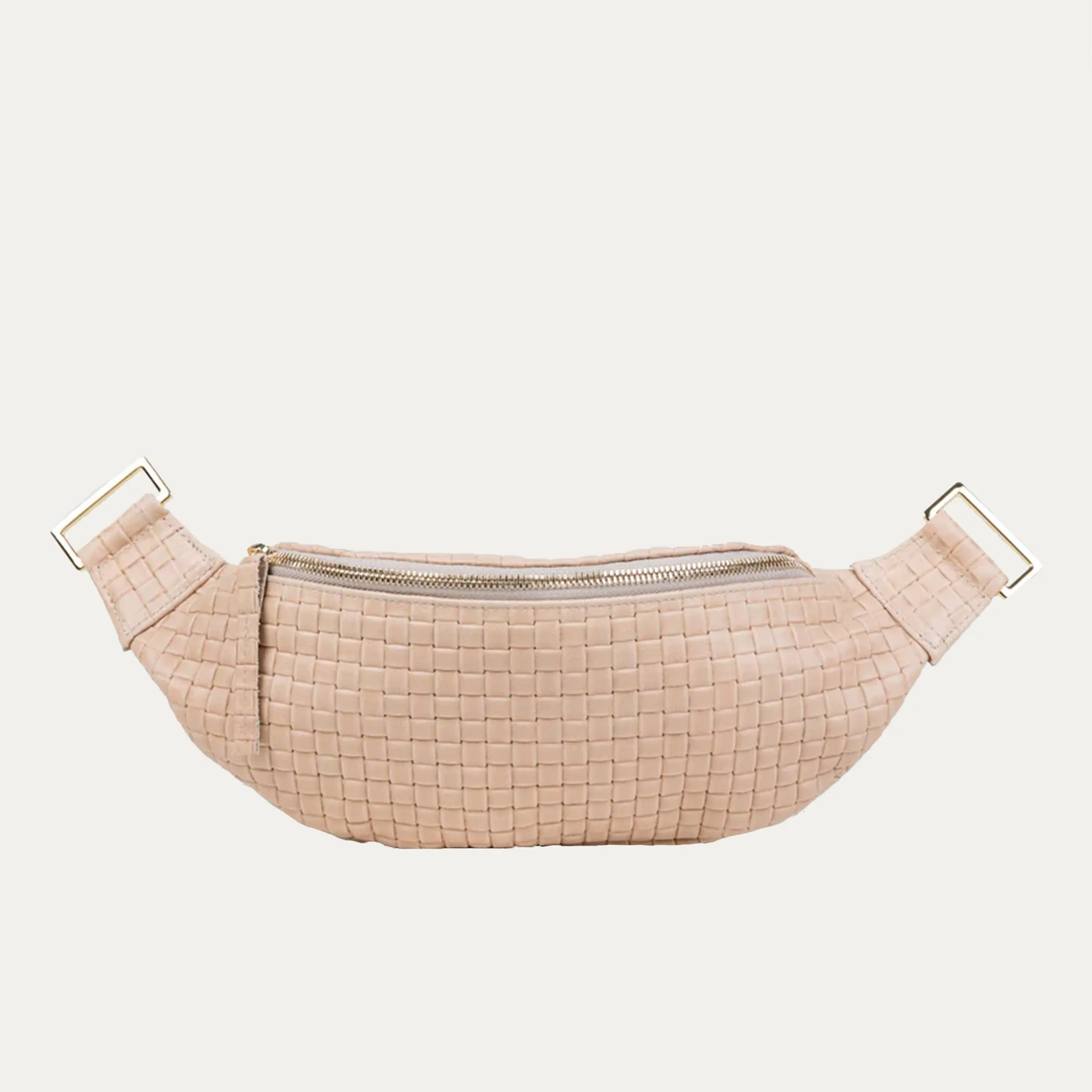 Fanny Pack   Crossbody Bag | Tan Woven   Gold Hardware