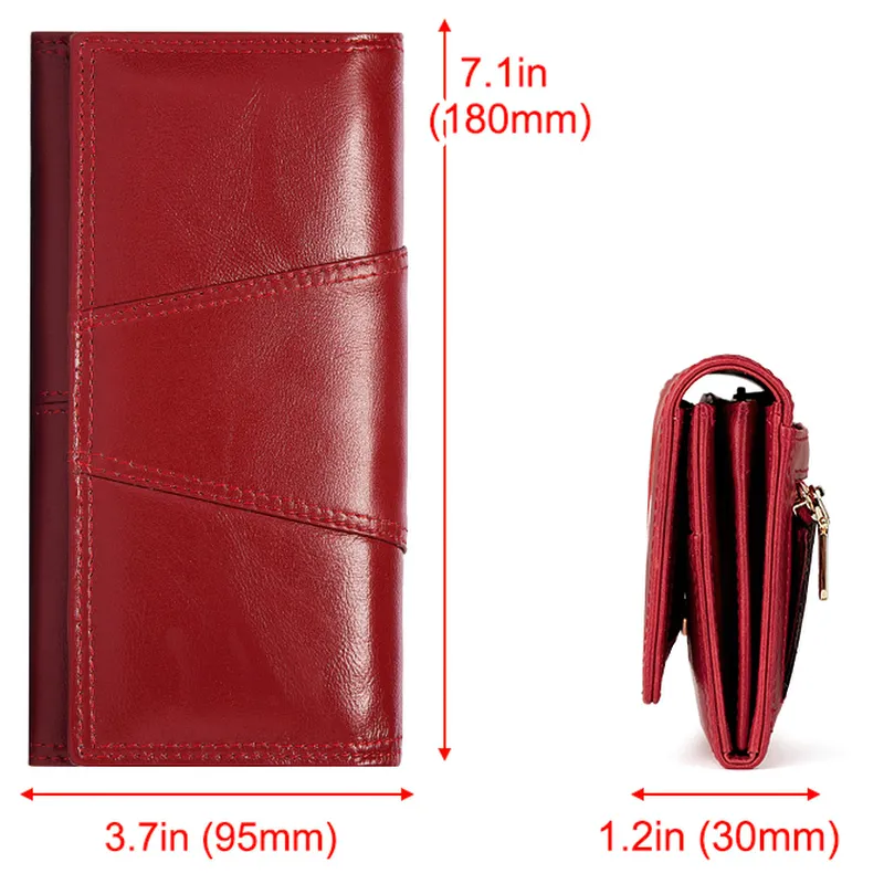 Fashion Ladies Genuine Leather Long Wallet / Clutch with Card Case and Hasp