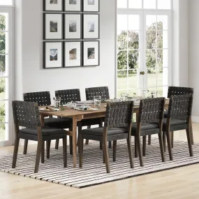 Faux Leather Dining Chairs Black (Set of 8)