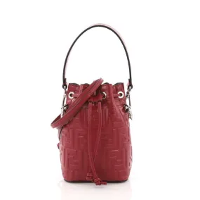 Fendi Mon Tresor Bucket Bag Zucca Embossed Leather Mini