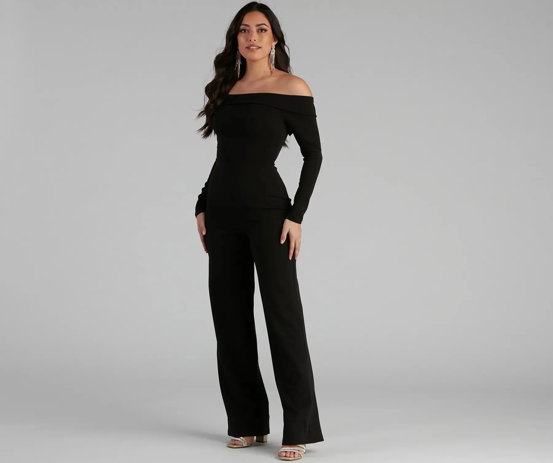 First Class Crepe Off-The-Shoulder Jumpsuit