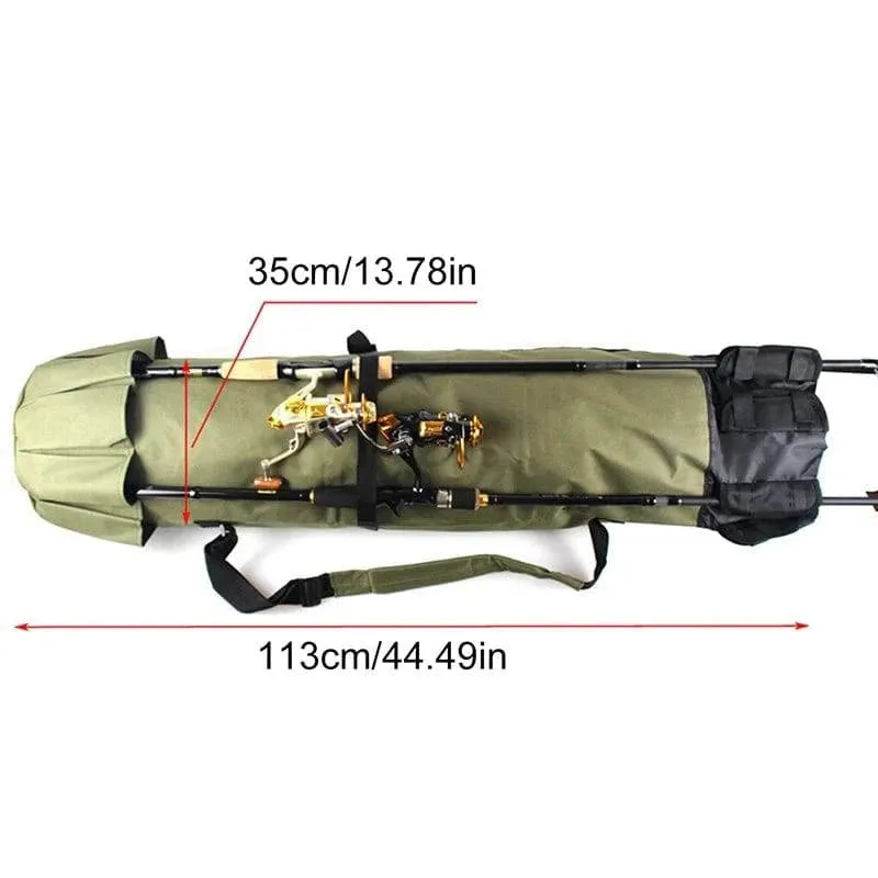 Fishing Bag Portable Folding Fishing Rod Reel Bag Fishing Pole Gear Tackle Tool Carry Case Carrier Travel Storage Bag Organizer