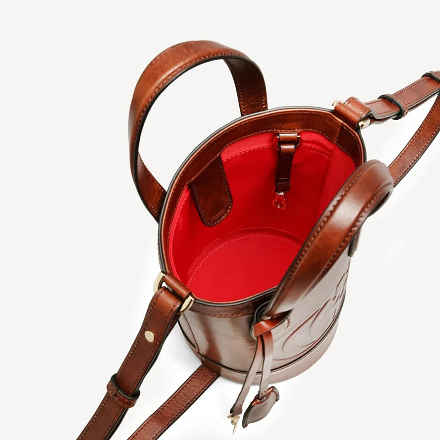 Forever Alice Bucket Bag - Cognac Hand Finished Luxury Leather