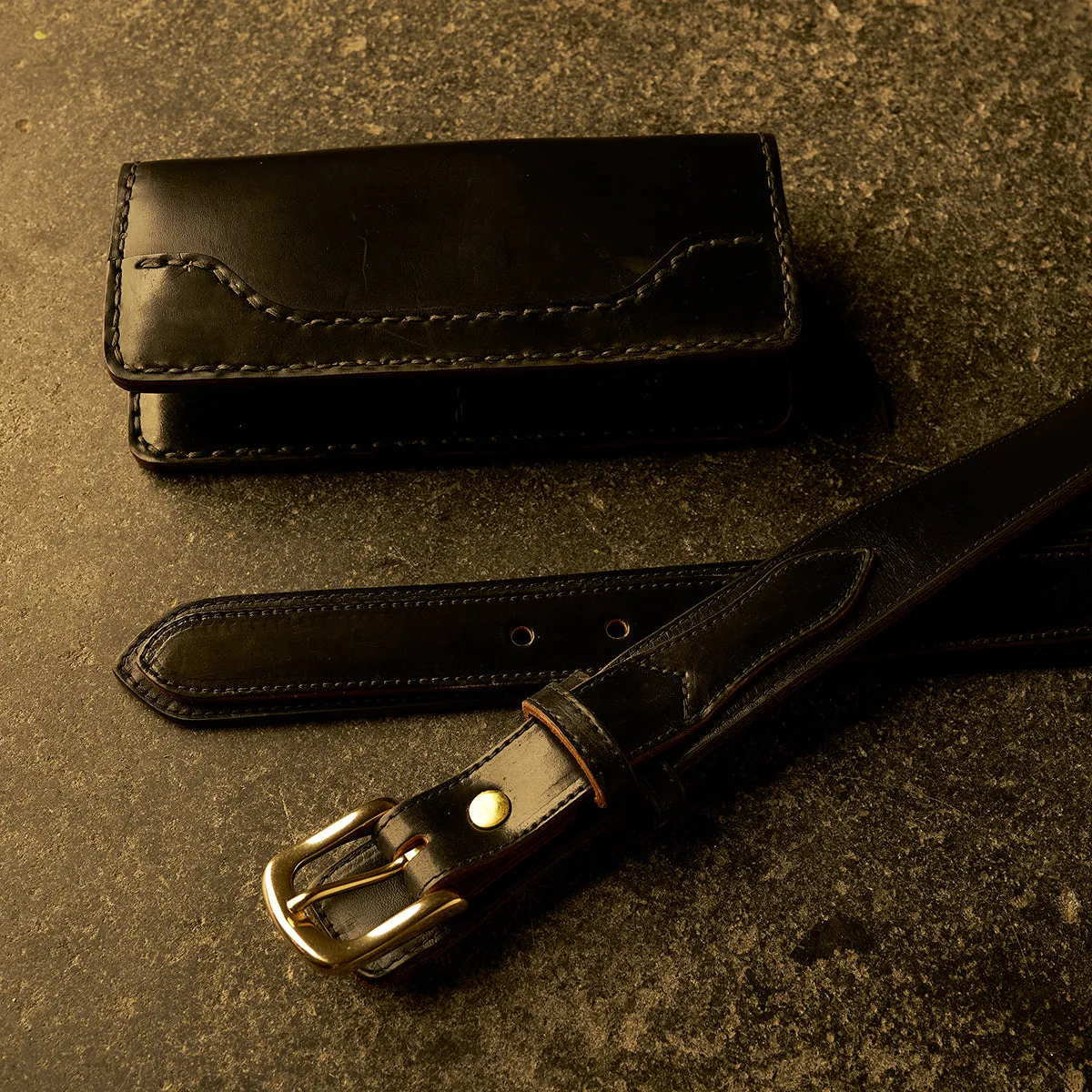 Garrison Shell & Horse Long Wallet | Black