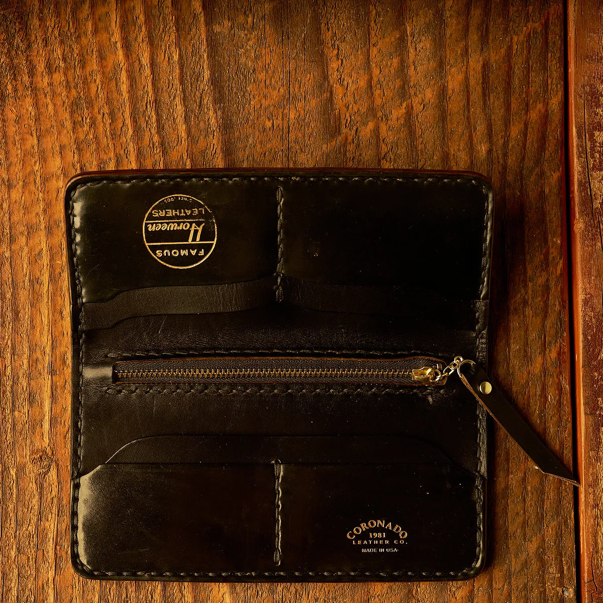 Garrison Shell & Horse Long Wallet | Black