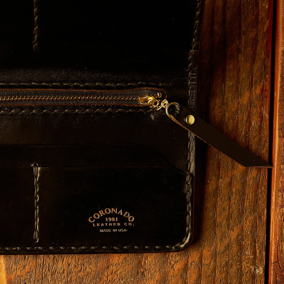 Garrison Shell & Horse Long Wallet | Black