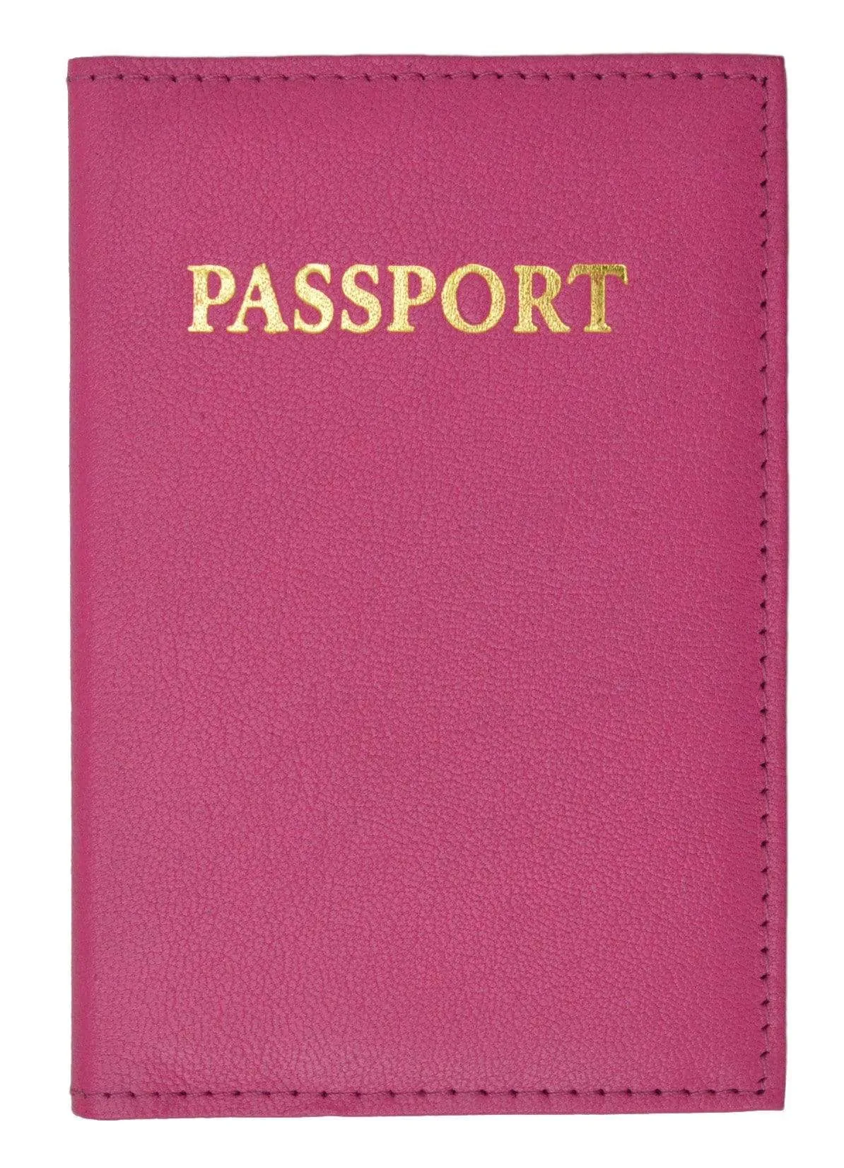 Genuine Leather Passport Cover Holder Wallet Case Travel Gold Embossed 601 CF (C)