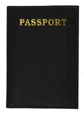 Genuine Leather Passport Cover Holder Wallet Case Travel Gold Embossed 601 CF (C)