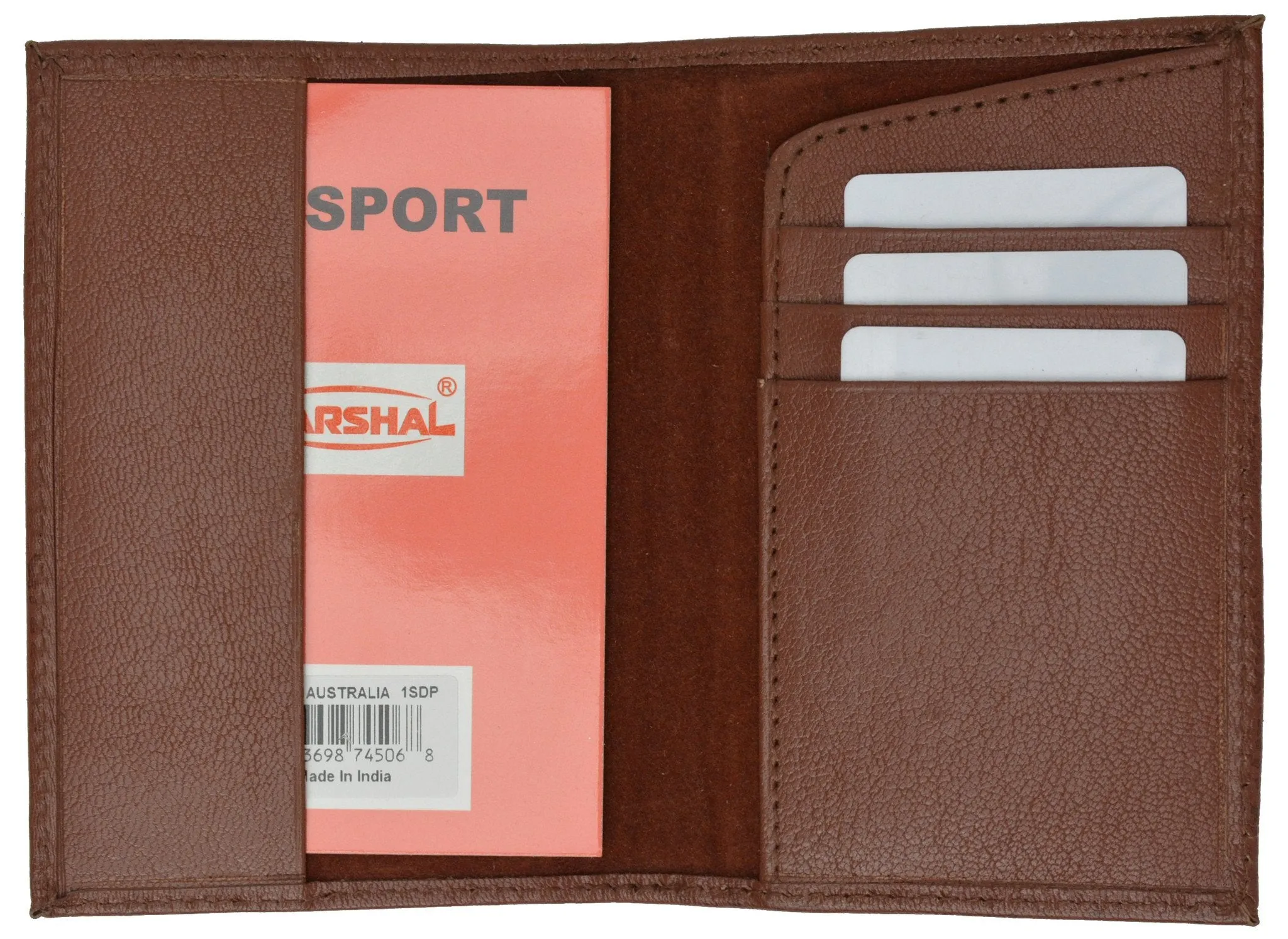 Genuine Leather Passport Wallet, Cover, Credit Card Holder with German Emblem Imprint for International Travel 601 Germany