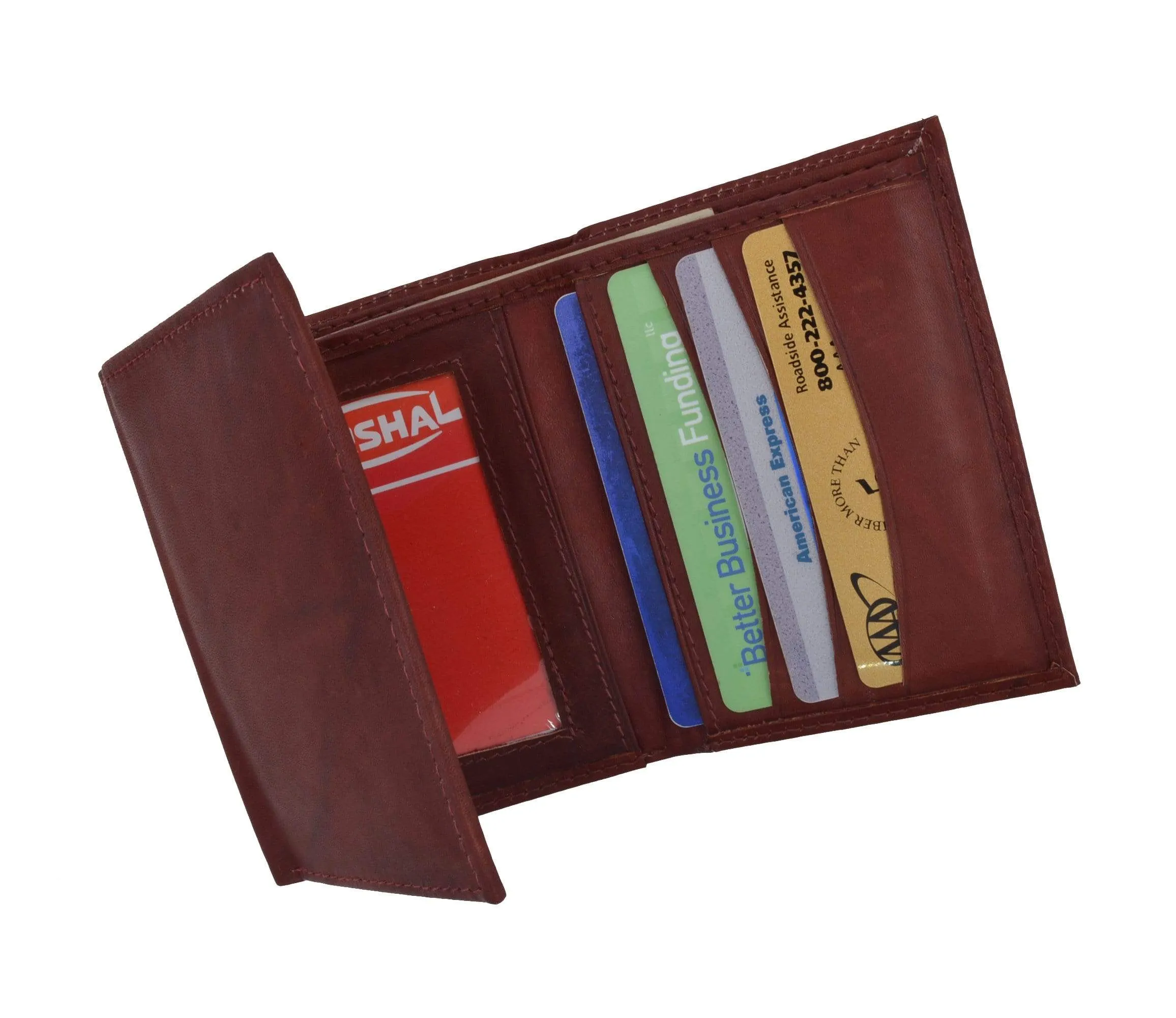 Genuine Leather Trifold ID Credit Card Holder Wallet Mens 3555 CF