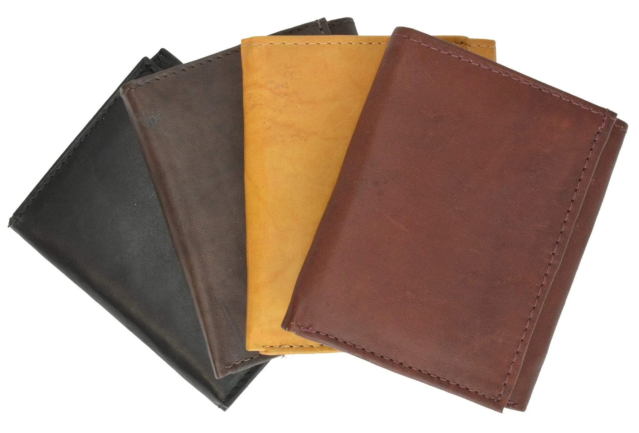 Genuine Leather Trifold ID Credit Card Holder Wallet Mens 3555 CF