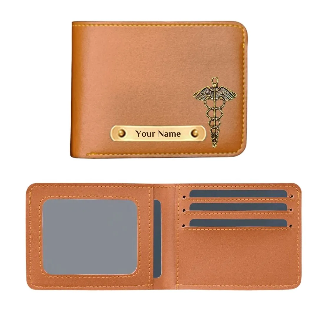 Giftana Exquisite Mens Personalized Wallet with Doctor Charm - Tan