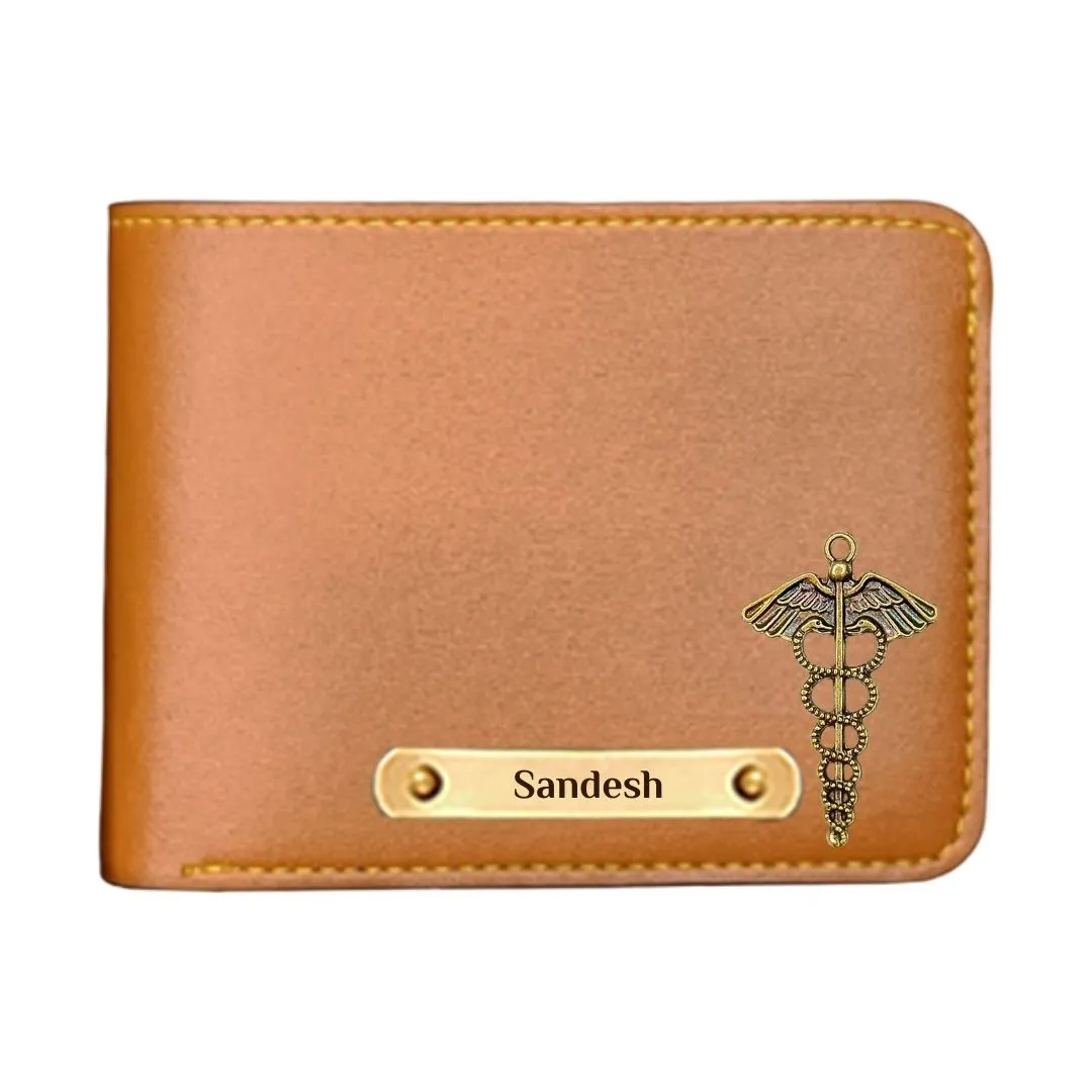 Giftana Exquisite Mens Personalized Wallet with Doctor Charm - Tan