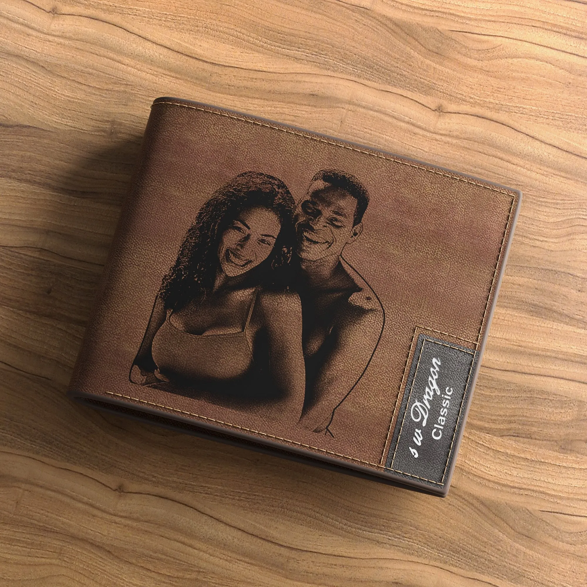 Gifts for Him Men's Custom Photo Engraved Wallet