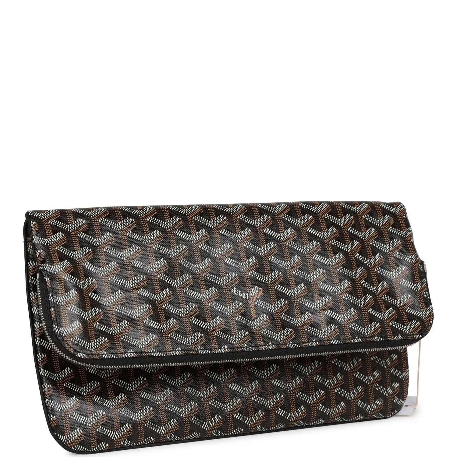 Goyard Sainte-Marie MM Foldable Clutch Bag Black Goyardine Silver Hardware