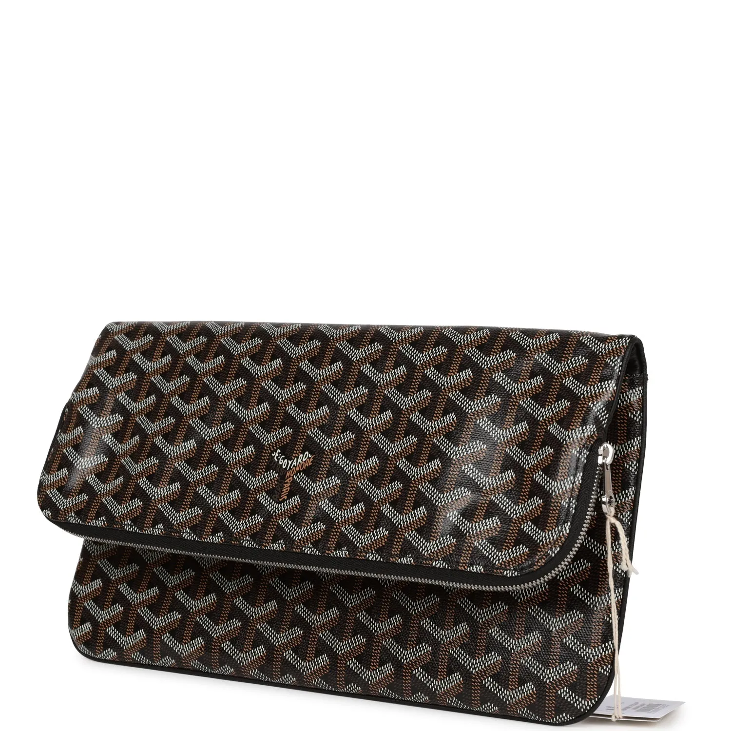 Goyard Sainte-Marie MM Foldable Clutch Bag Black Goyardine Silver Hardware