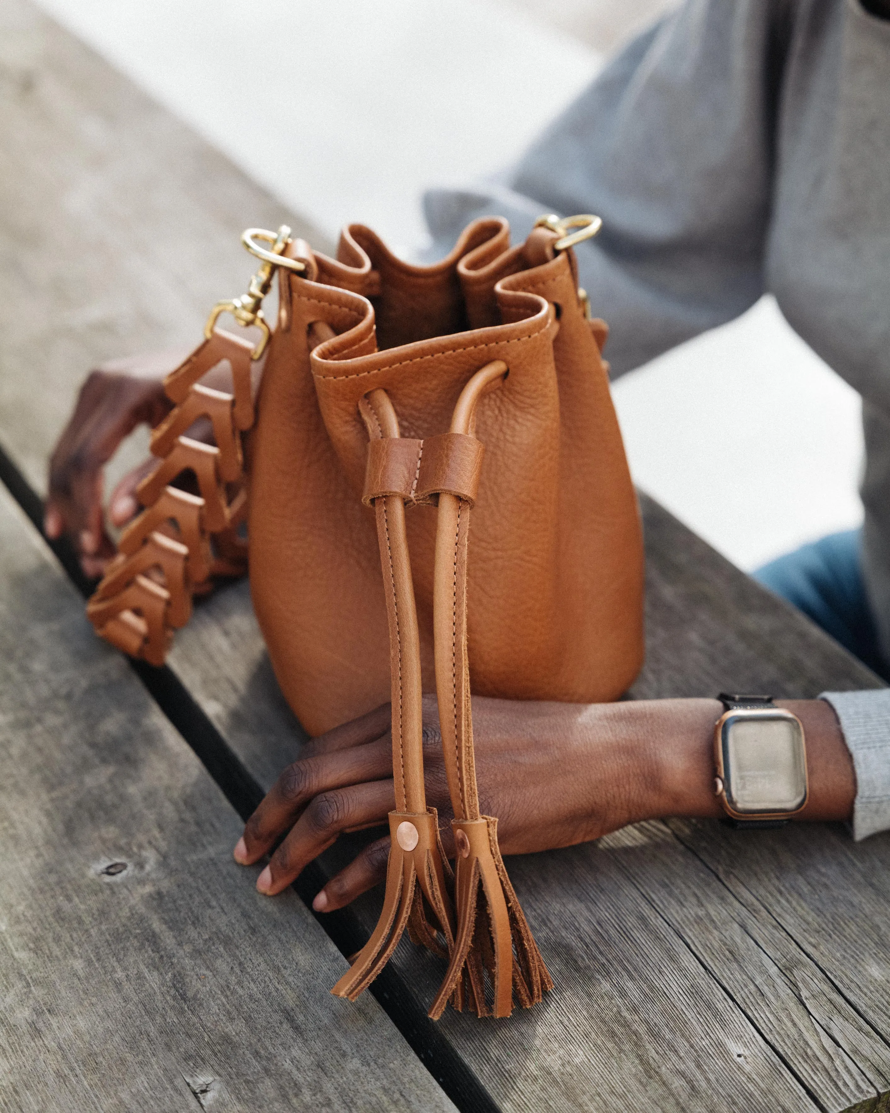 Grey Cypress Mini Bucket Bag