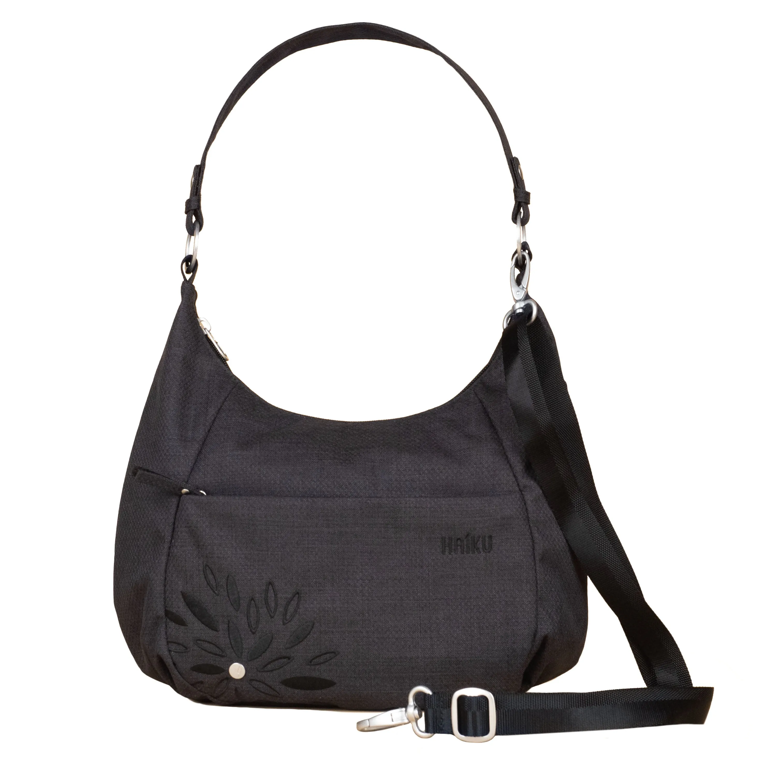 Haiku Amble Hobo Bag in Stone Gray, Cherry Blossom, Black in Bloom, Blackberry & River Rock Blue