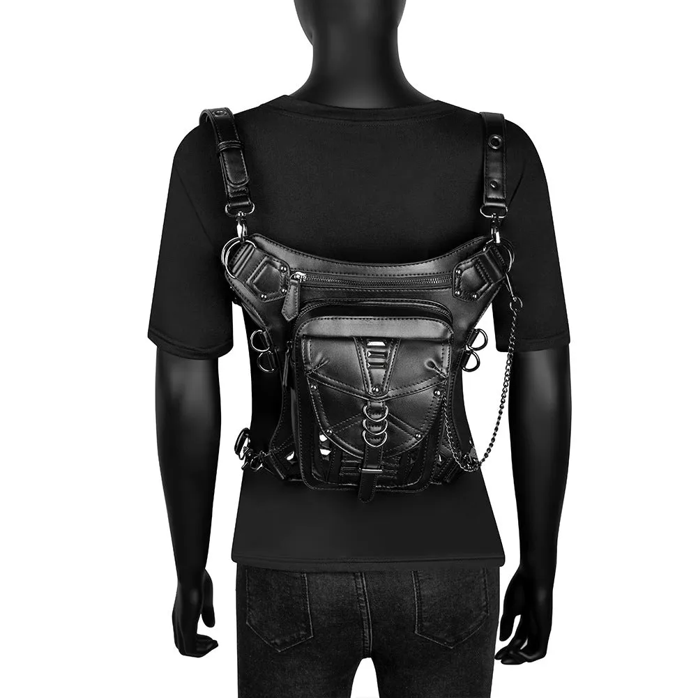 Halloween Steampunk Retro Motorcycle Rock Gothic Shoulder Waist Leg Bags Packs