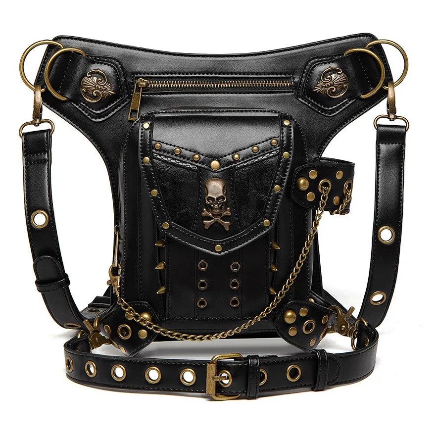 Halloween Steampunk Retro Motorcycle Rock Gothic Shoulder Waist Leg Bags Packs