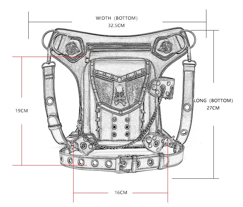 Halloween Steampunk Retro Motorcycle Rock Gothic Shoulder Waist Leg Bags Packs