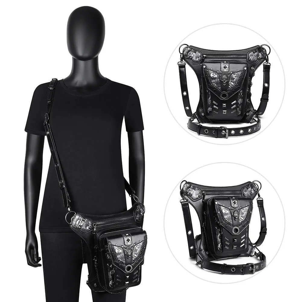 Halloween Steampunk Retro Motorcycle Rock Gothic Shoulder Waist Leg Bags Packs