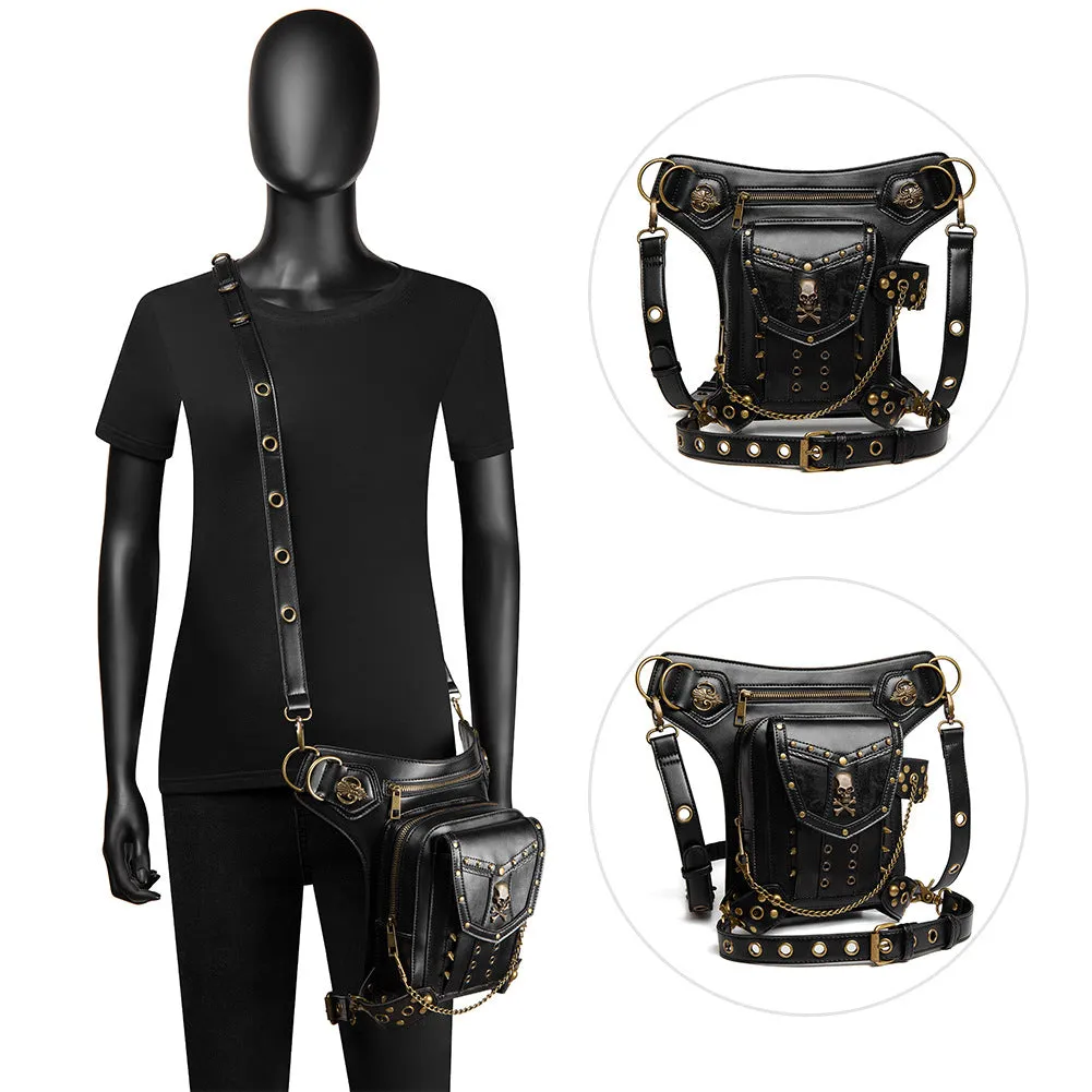 Halloween Steampunk Retro Motorcycle Rock Gothic Shoulder Waist Leg Bags Packs