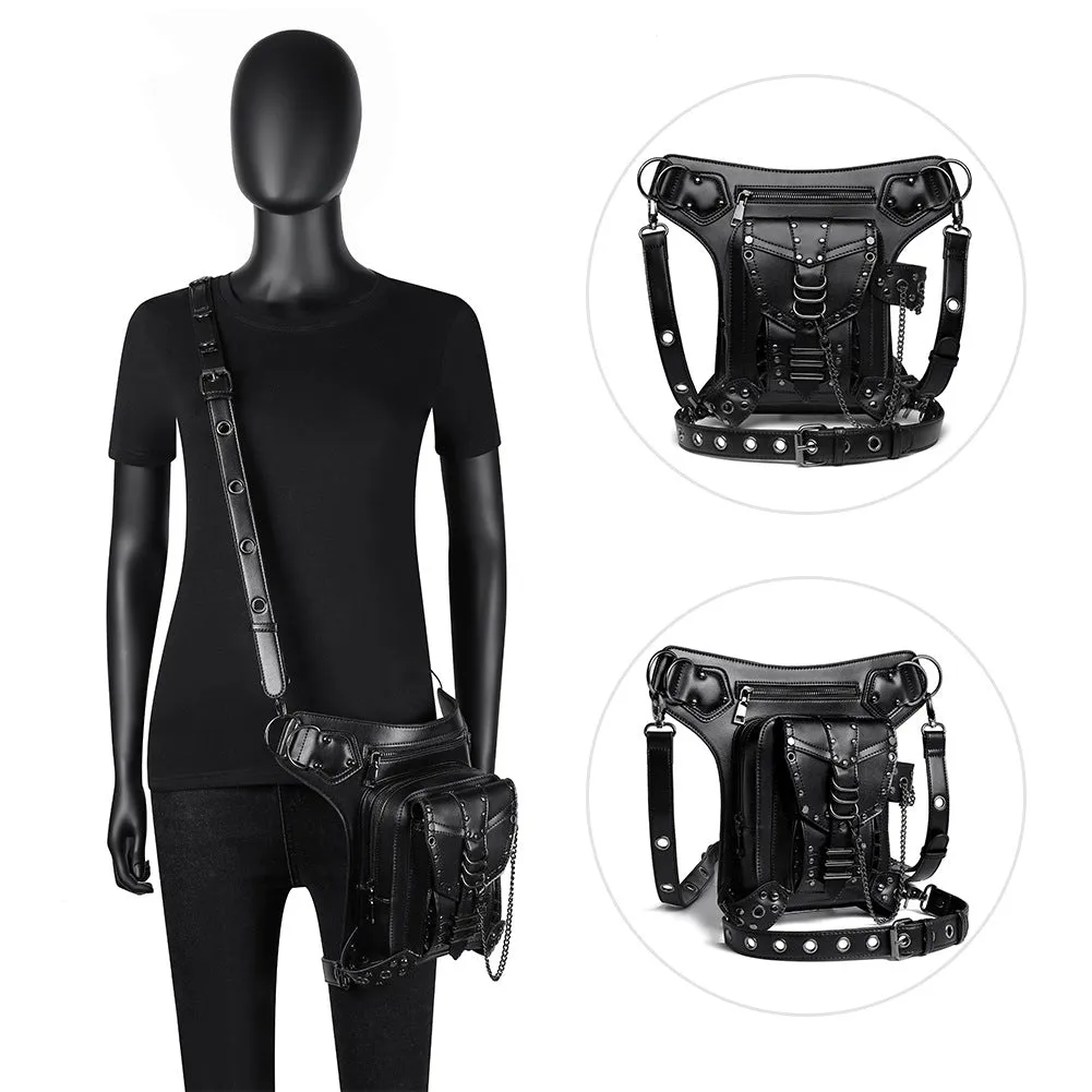 Halloween Steampunk Retro Motorcycle Rock Gothic Shoulder Waist Leg Bags Packs