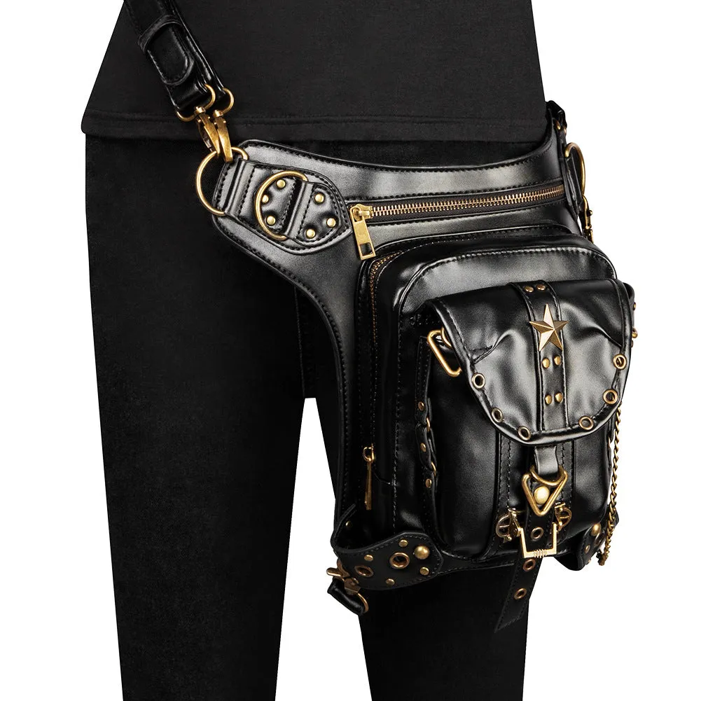 Halloween Steampunk Retro Motorcycle Rock Gothic Shoulder Waist Leg Bags Packs