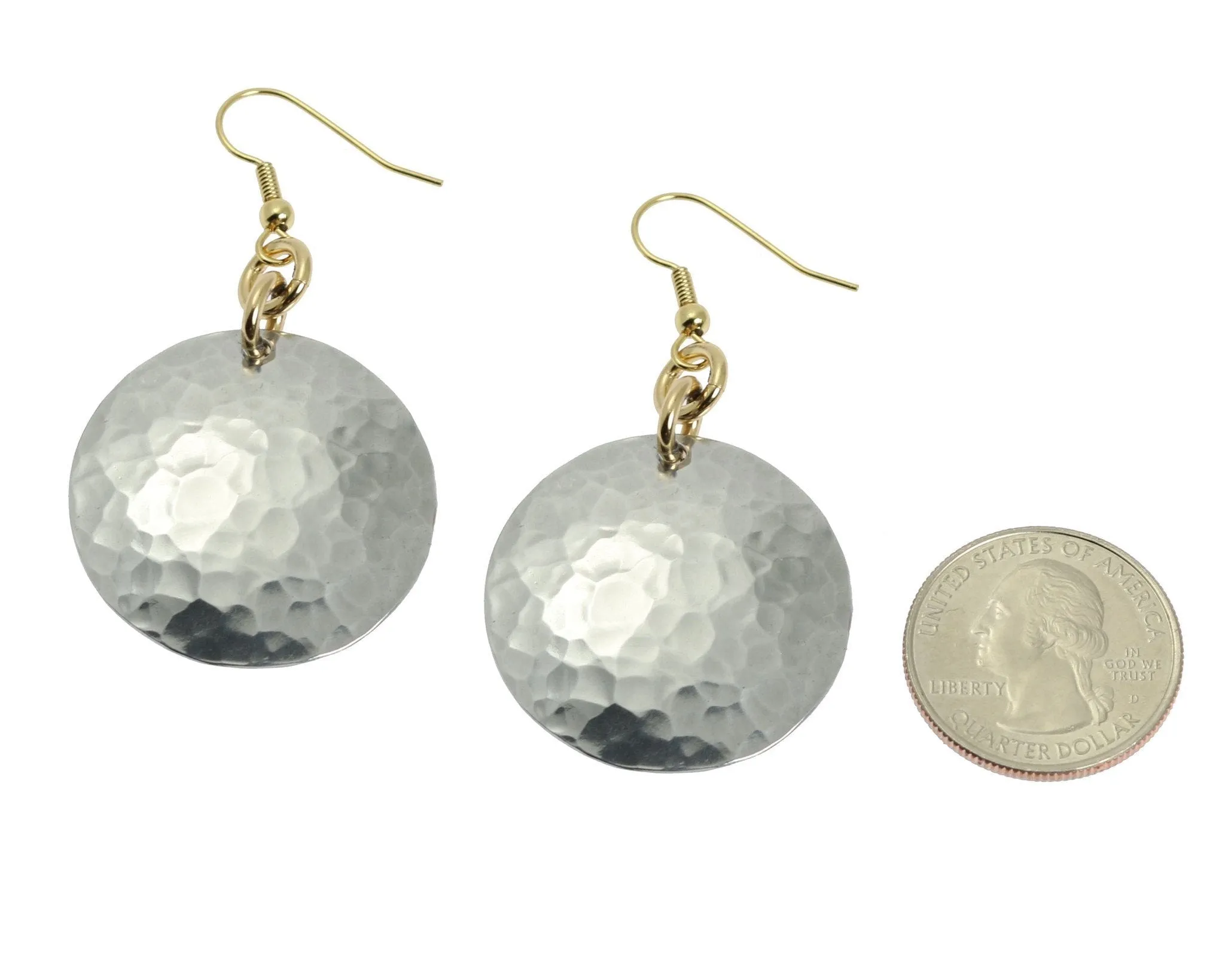 Hammered Aluminum Disc Earrings