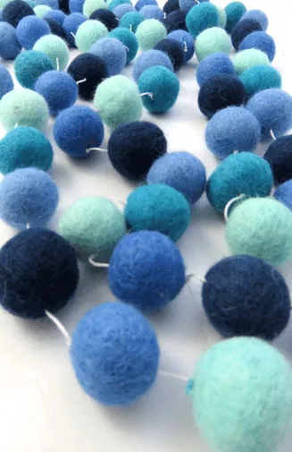 Handfelted Ball Garland - Turquoise