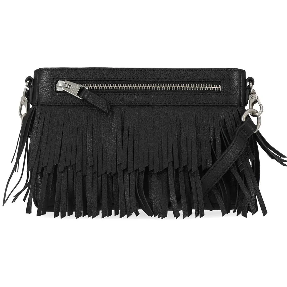 Harley-Davidson Women's Festival Fringe Zippered Leather Hip Bag, Black MHW021/08