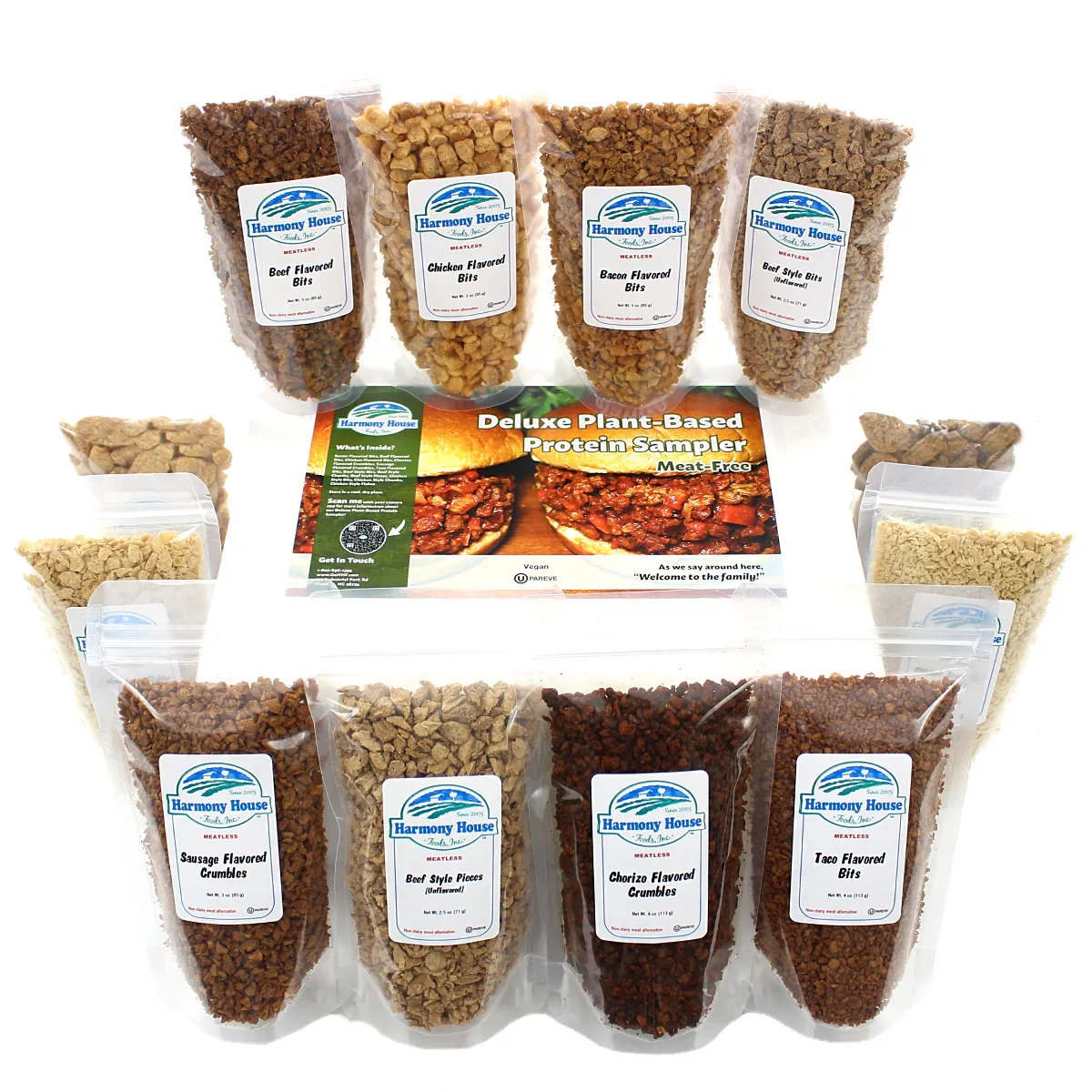 Harmony House Deluxe Plant-Based Protein Sampler (12 Zip Pouches)