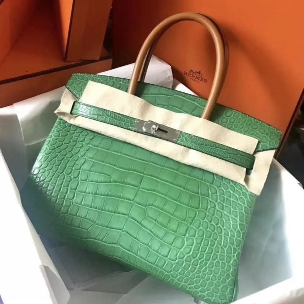 Hermès Birkin 30 Cactus/Naturel-Sable Touch Alligator Mississippi Matte Palladium Hardware PHW