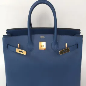 Hermès Birkin 35 Bleu Agate Epsom Gold Hardware GHW